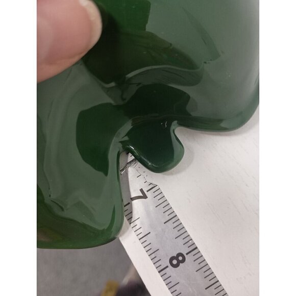 Boston Warehouse Ceramic Serving Bowl Dish Green Leaaf Shaped Hand Painted 7"x3" - Picture 9 of 10